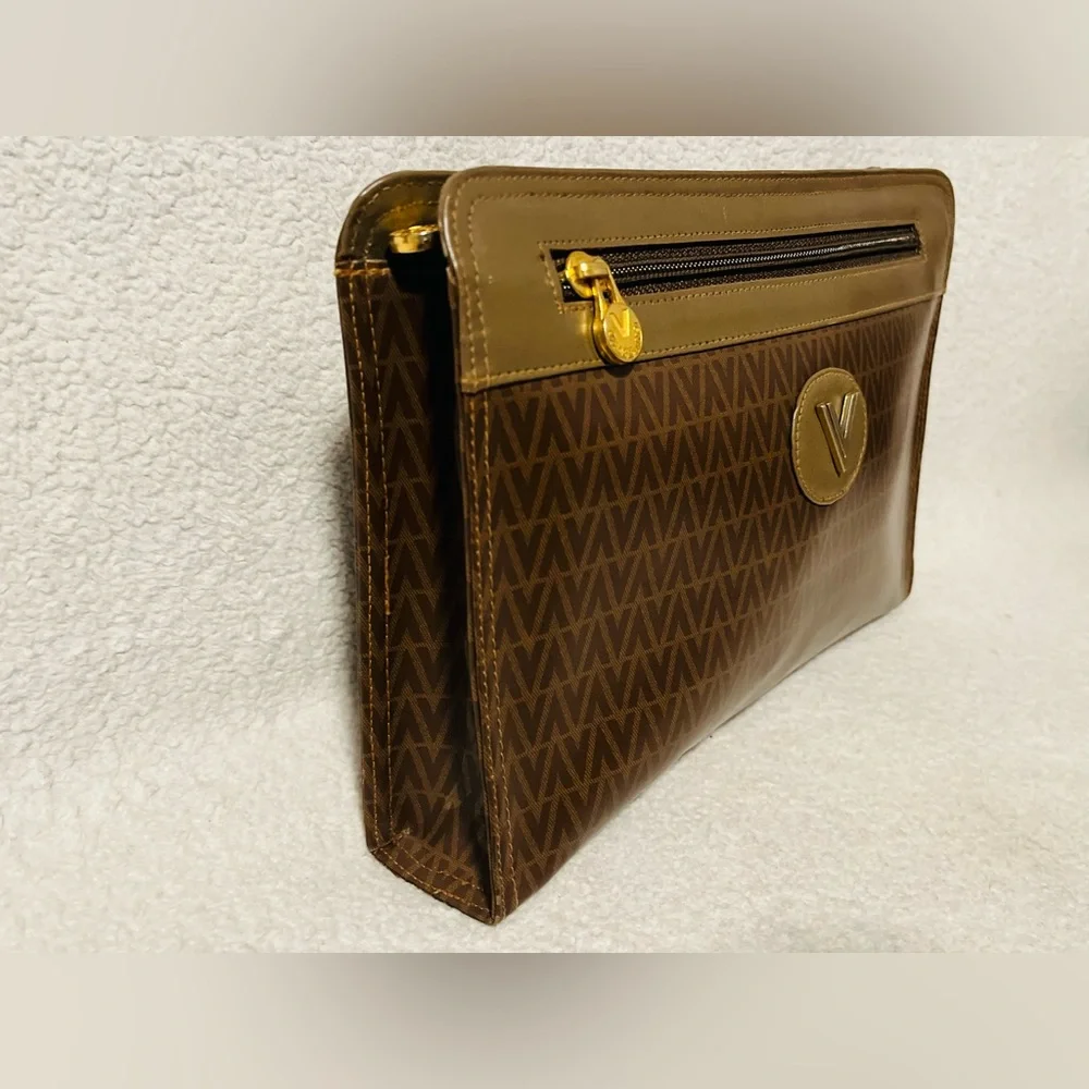 Mario Valentino Monogram Brown Clutch - Picture 6 of 11